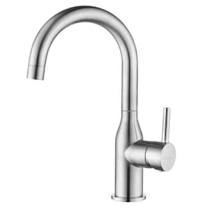 Single Handle Bar Faucet with cUPC Water Supply Lines in Brushed Nickel Stainless Steel