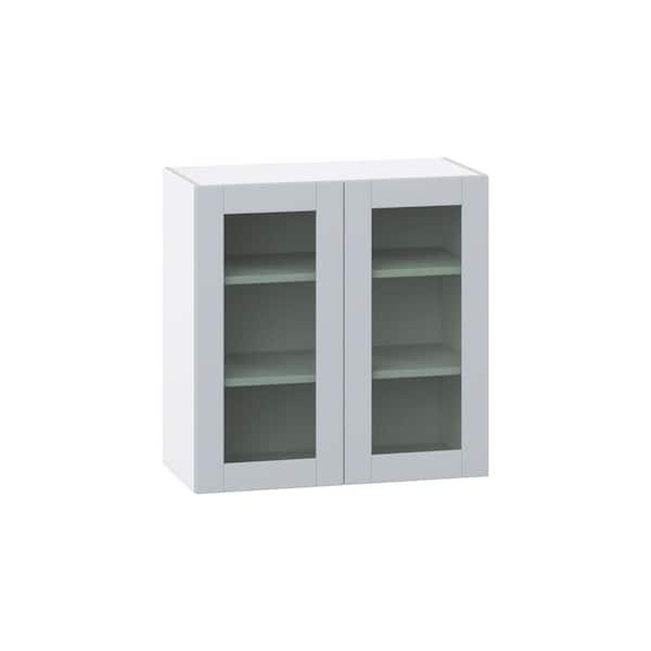 Milton 30 in. W x 14 in. D x 30 in. H Assembled Shaker Glass Door Specialty Wall Kitchen Cabinet in Light Gray
