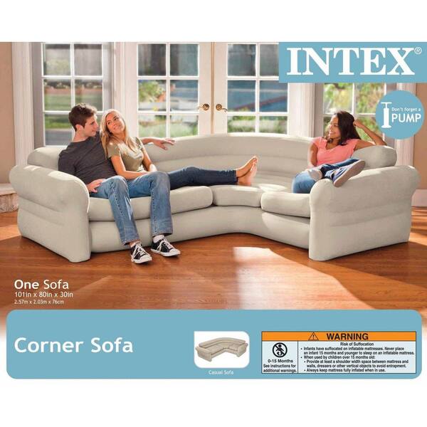 Intex Inflatable Corner Living Room Neutral Sectional Sofa