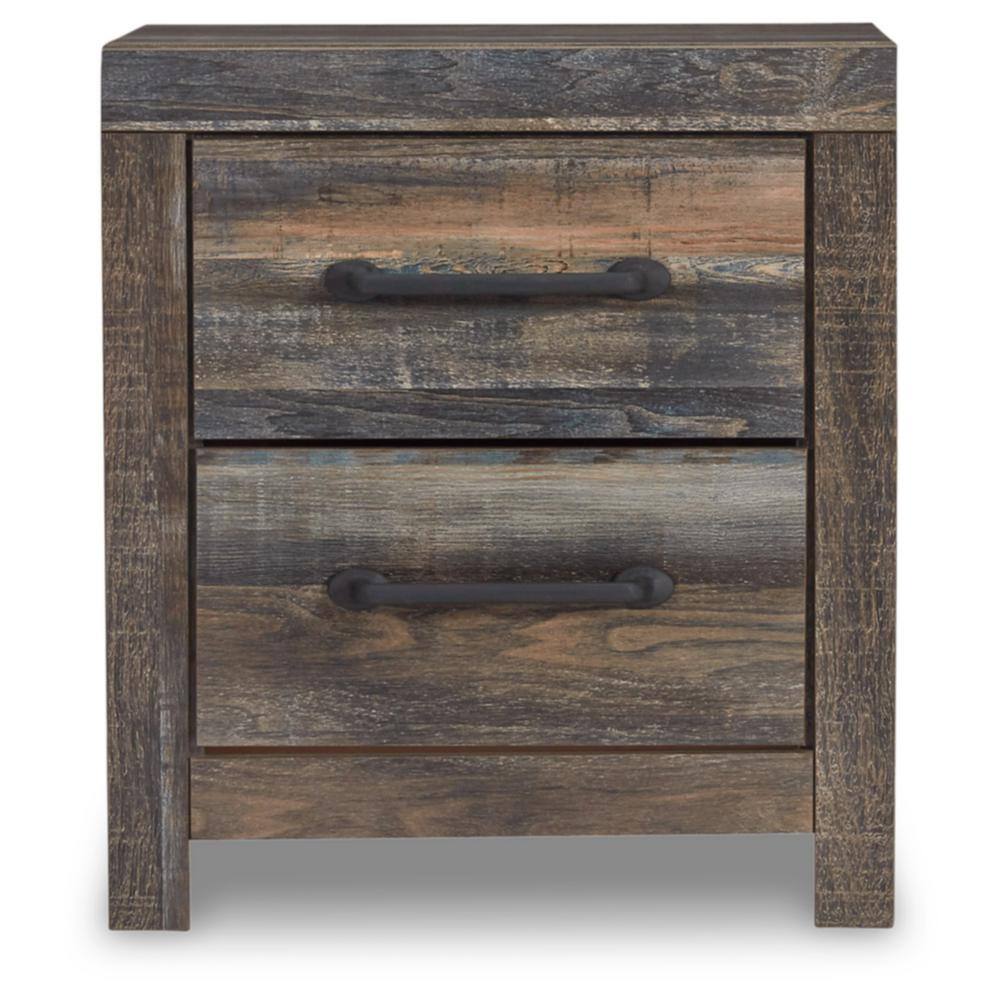 Rustic Brown 2-Drawer Nightstand with USB Ports