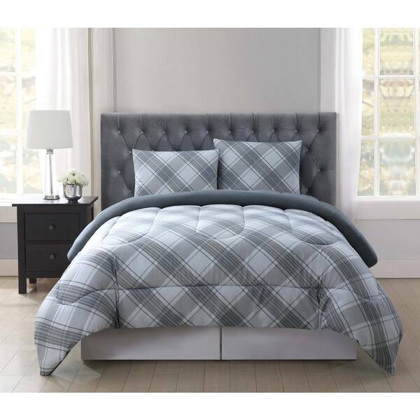 Truly Soft Trevor Grey 3-Piece Gray Full and Queen Comforter with Shams