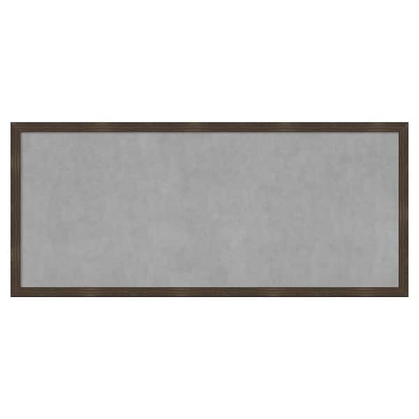 Amanti Art Woodgrain Stripe Chocolate 50 in. x 22 in. Framed Magnetic Board