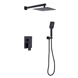 Single Handle 3-Spray Shower Faucet 1.8 GPM with Pressure Balance Wall Mounted Shower System with Valve in. Matte Black