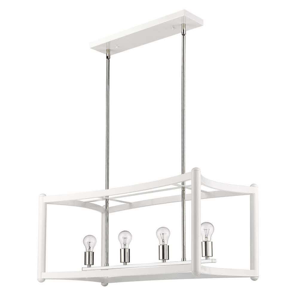 Contemporary Coyle 16'' Polished Nickel White Island Pendant