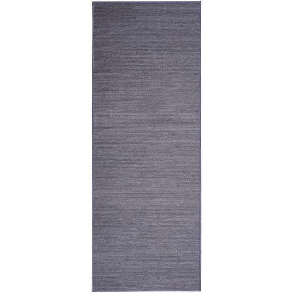 Washable Essentials Navy 2 ft. x 10 ft. All-over design Contemporary Runner Area Rug