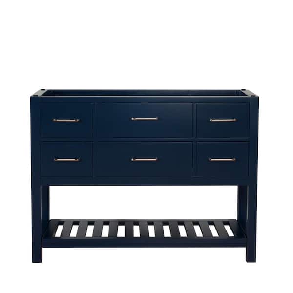 Unbranded Santa Monica 48 in. W x 18 in. D x 35 in. H without top Bath Vanity Cabinet Only in Dark Blue