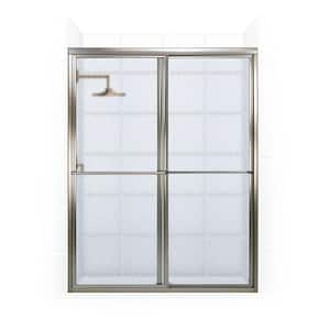 Newport 42 in. to 43.625 in. x 70 in. Framed Sliding Shower Door with Towel Bar in Brushed Nickel and Aquatex Glass