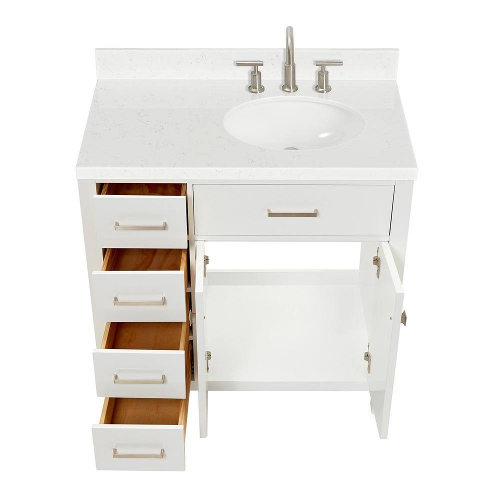 White 36" Freestanding Single Vanity with Quartz Top