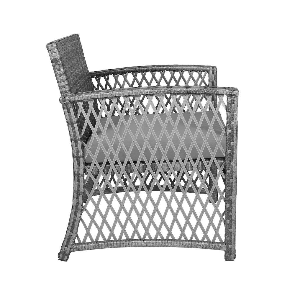 Gray 4-Piece Outdoor Patio Conversation Set with Wicker and Steel