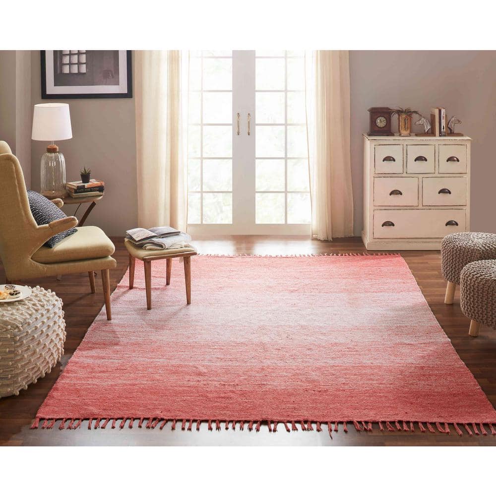 Chesapeake Cotton Ombre Coral Area Rug (7'3" x 9'3")