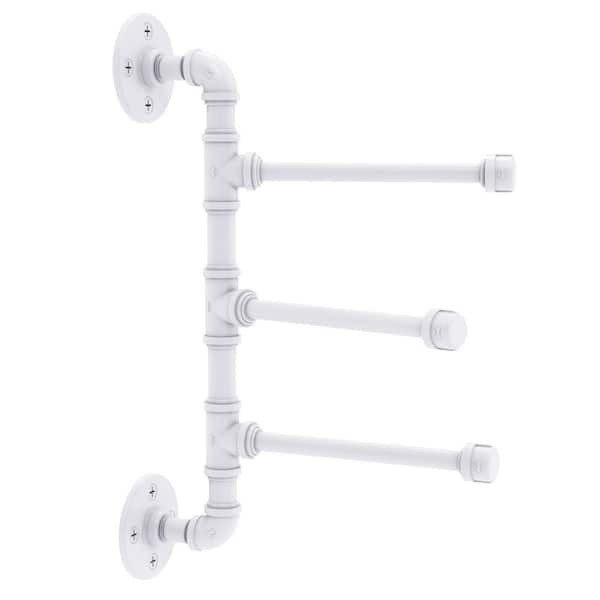 Allied Brass Pipeline 6in. 3 Swing Arm Vertical Towel Bar in Matte White