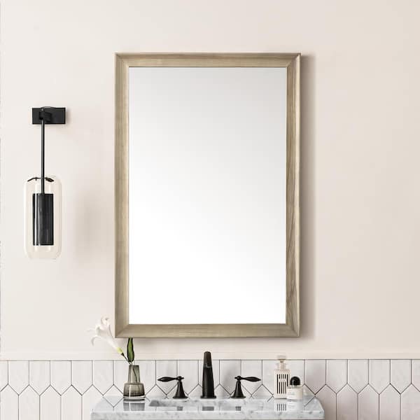 20 in. W x 28 in. H Framed Rectangular Bathroom Vanity Mirror in White Washed Oak 20 in. W x 28 in. H Framed Rectangular Bathroom Vanity Mirror in White Washed Oak