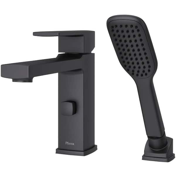 Deckard Single-Handle Deck Mount Roman Tub Faucet with Handshower in Matte Black