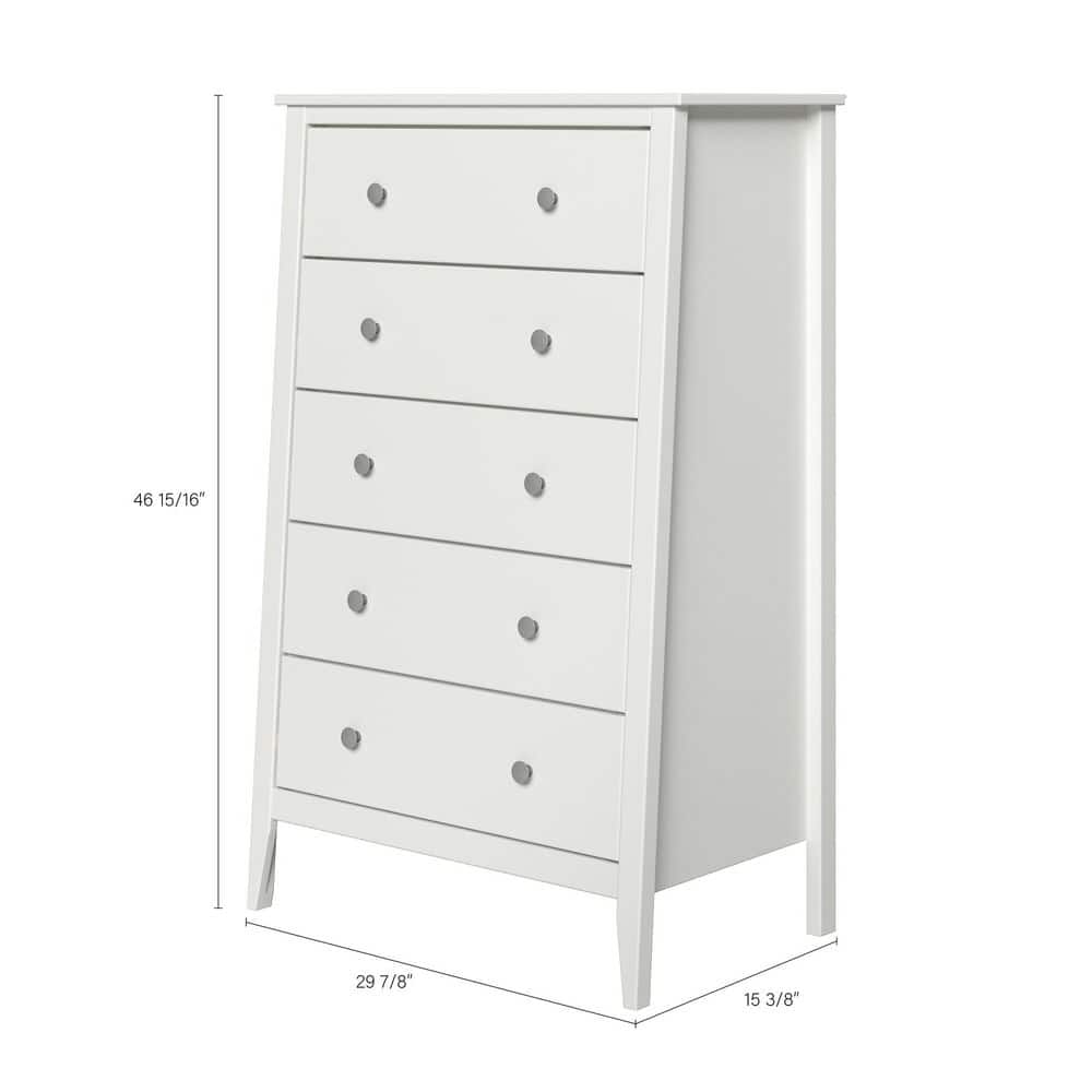 Solid Wood 5-Drawer Dresser 29.92 in. W in White - thumbnail 4