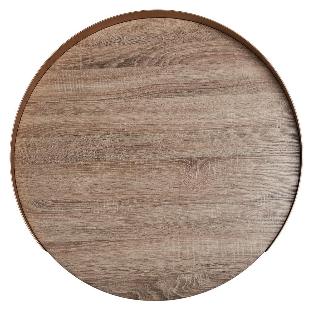 Prague Round Light Grey Oak and Gold Coffee Table