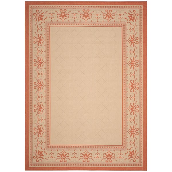 SAFAVIEH Courtyard Natural/Terra 5 ft. x 8 ft. Border Indoor/Outdoor Patio  Area Rug