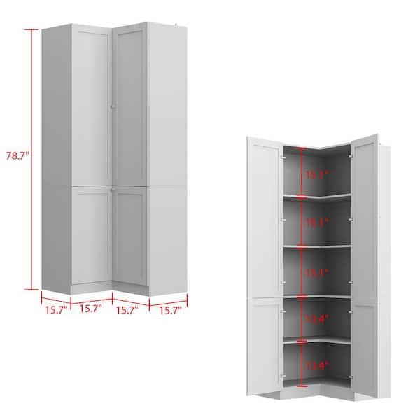 FUFU&GAGA White Wood 44.5 in. W Corner Sideboard Accent FUFU&GAGA White Wood 44.5 in. W Corner Sideboard Accent