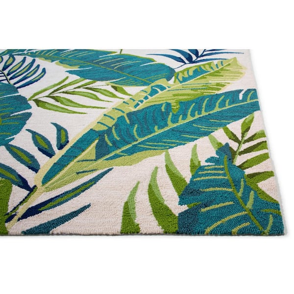 2'x3' Lanark Washable Outdoor Rug Green/Ivory - Linon