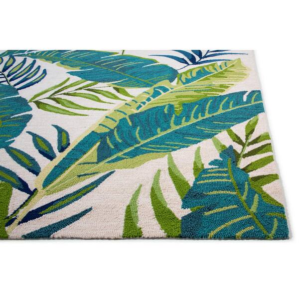8' Ink Blue Hand Hooked Uv Treated Oversized Tropical Leaves Round Indoor Outdoor Area Rug 8' Ink Blue Hand Hooked Uv Treated Oversized Tropical Leaves Round Indoor Outdoor Area Rug