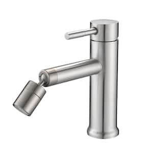 Single Handle Bathroom Sink Faucet with Aerator in Brushed Nickle