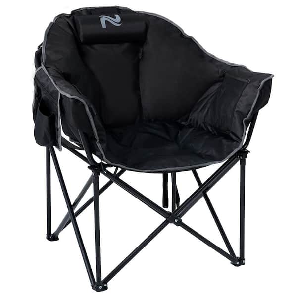 Oversized Heated Camping Chair Patio Lounge Chair with 3 Heat Levels Folding Heated Chair Round Moon Saucer for Camping