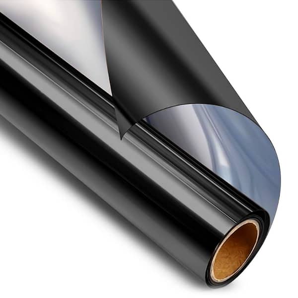 28 in. W x 79 in. L Heat Blocking Anti UV Daytime Blackout Decorative Window Film with One Way Reflective, Black