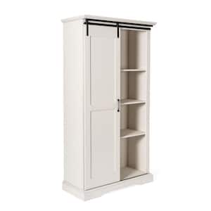 68 in. Tall White Engineered Wood 6-Shelf Standard Bookcase with Cabinets, Finished Back