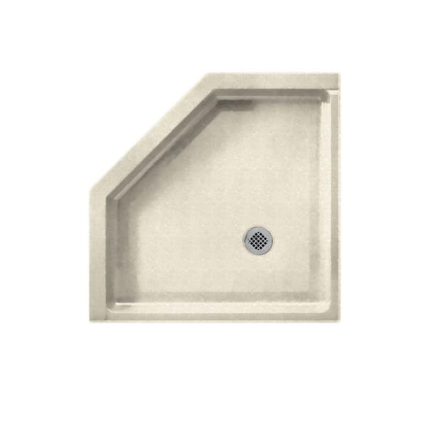 Swan 36 in. L x 36 in. W Corner Shower Pan Base with Center Drain in Pebble