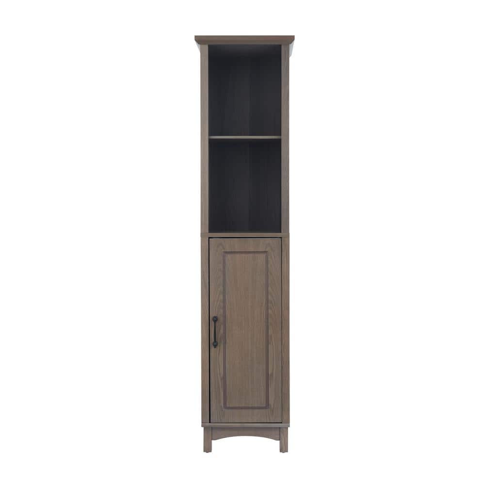 Modern Farmhouse Black Wooden Linen Tower with Adjustable Shelving