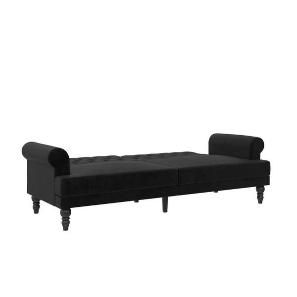 The Novogratz Cassidy Black Velvet Upholstered Futon