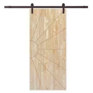 36 in. x 84 in. Natural Pine Wood Unfinished Interior Sliding Barn Door with Hardware Kit