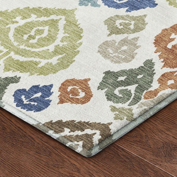 Mayfield Premium Machine Washable Abstract AMF2460 Ivory 10 ft. x 14 ft. Area Rug