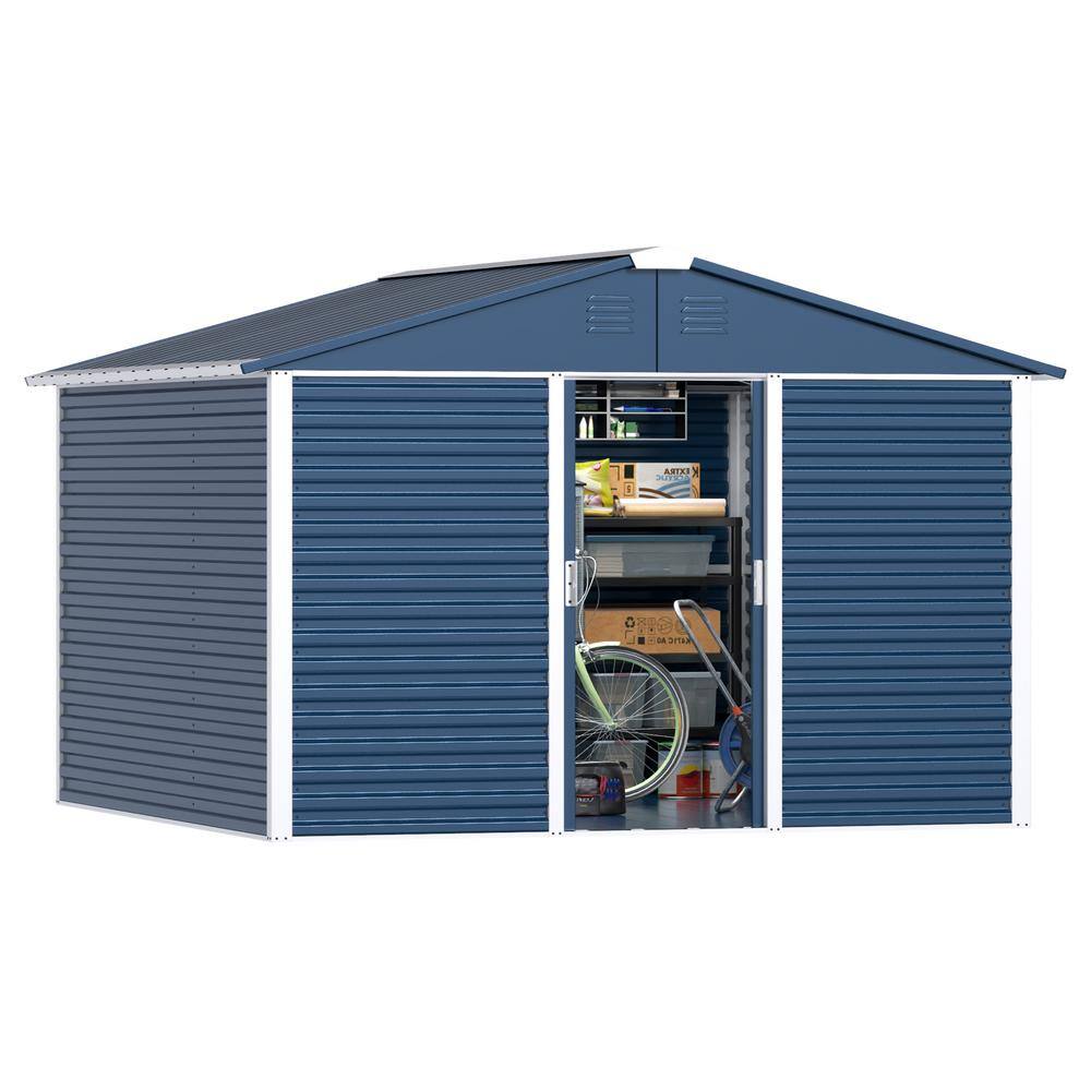 Large-sized Outdoor Metal Shed 10 ft. W x 10 ft. D with Sliding Door (100 S