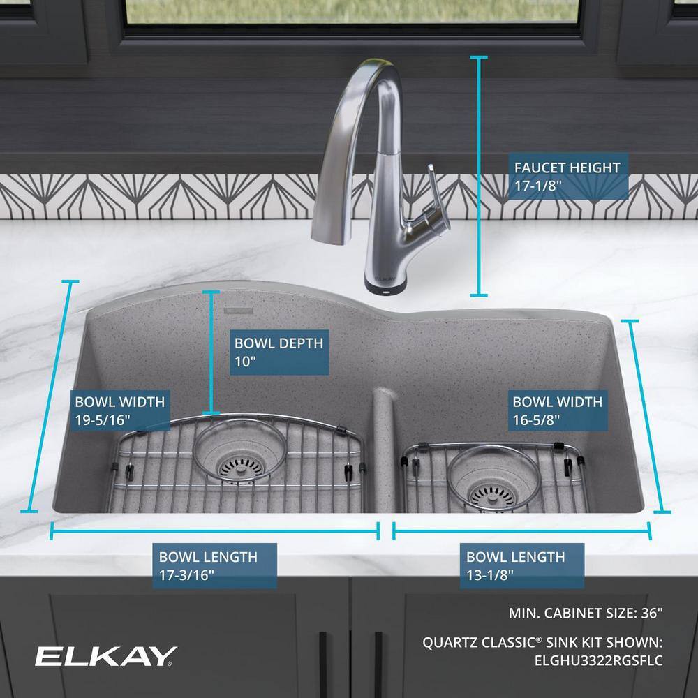 Graystone Double Bowl Stone Undermount Kitchen Sink with Faucet