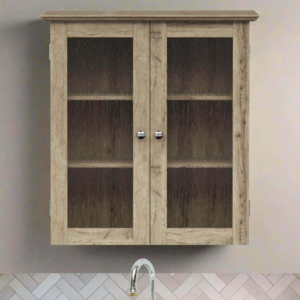 Connor Light Oak Two-Door Wall Cabinet with Adjustable Shelves