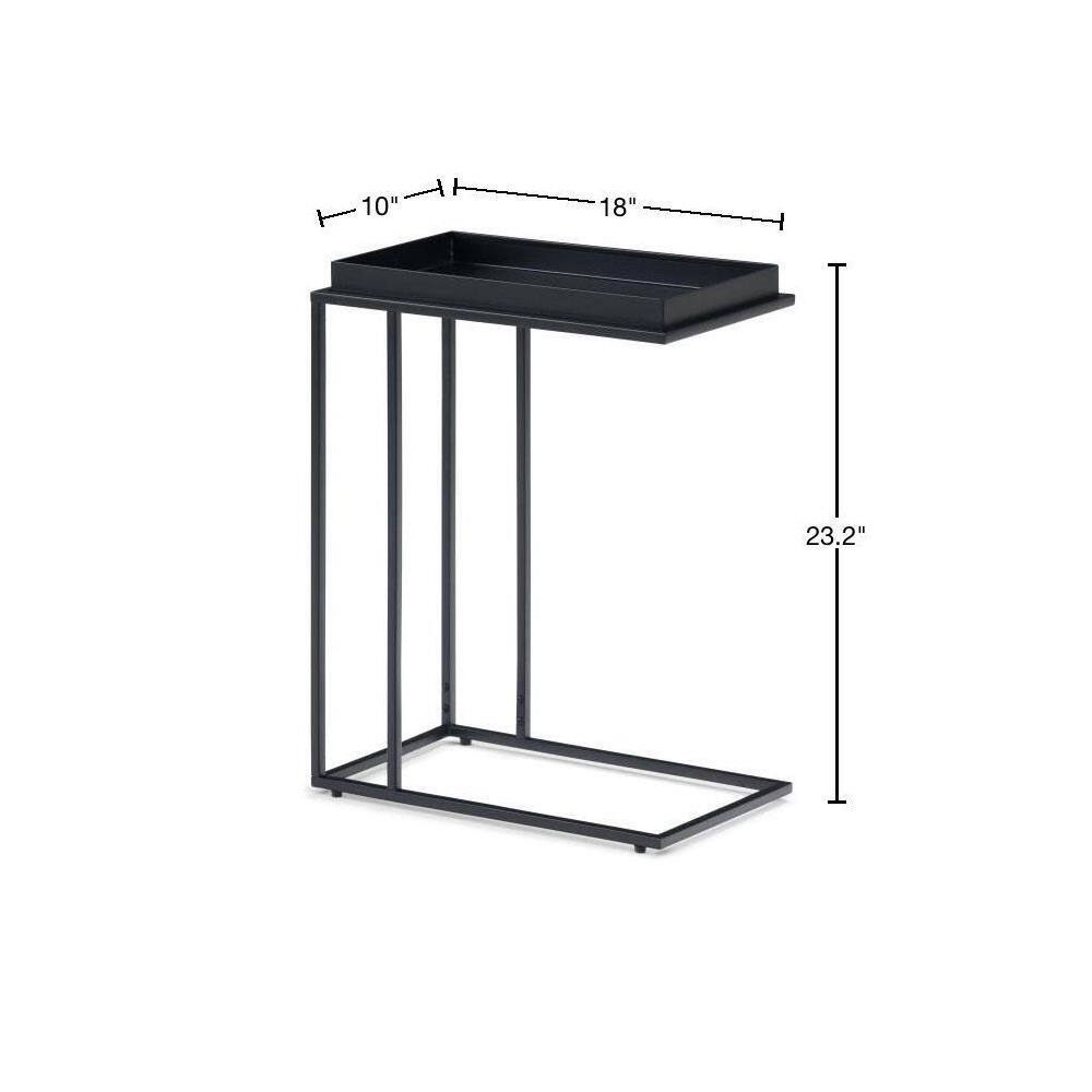Black Metal Rectangular Tray Top C Side Table
