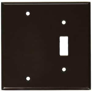 Brown 2-Gang 1-Toggle/1-Blank Wall Plate (1-Pack)