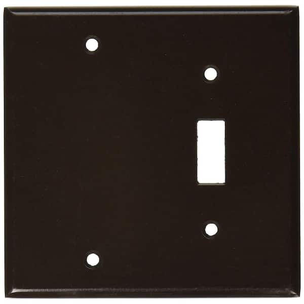 Leviton Brown 2-Gang 1-Toggle/1-Blank Wall Plate (1-Pack)