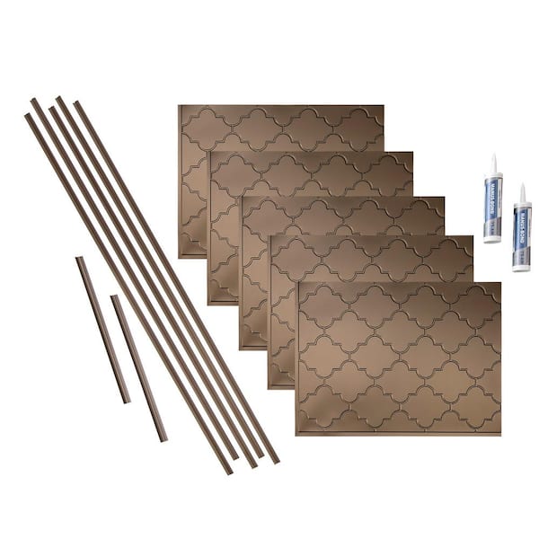 Fasade Monaco 18 in. x 24 in. Argent Bronze Vinyl Decorative Wall Tile Backsplash 15 sq. ft. Kit