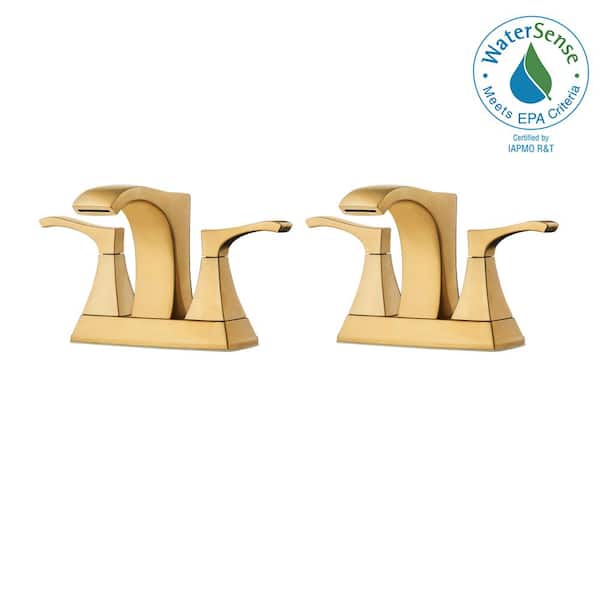Pfister Venturi 4 in. Centerset 2-Handle Bathroom Faucet in Brushed Gold (2-Pack)