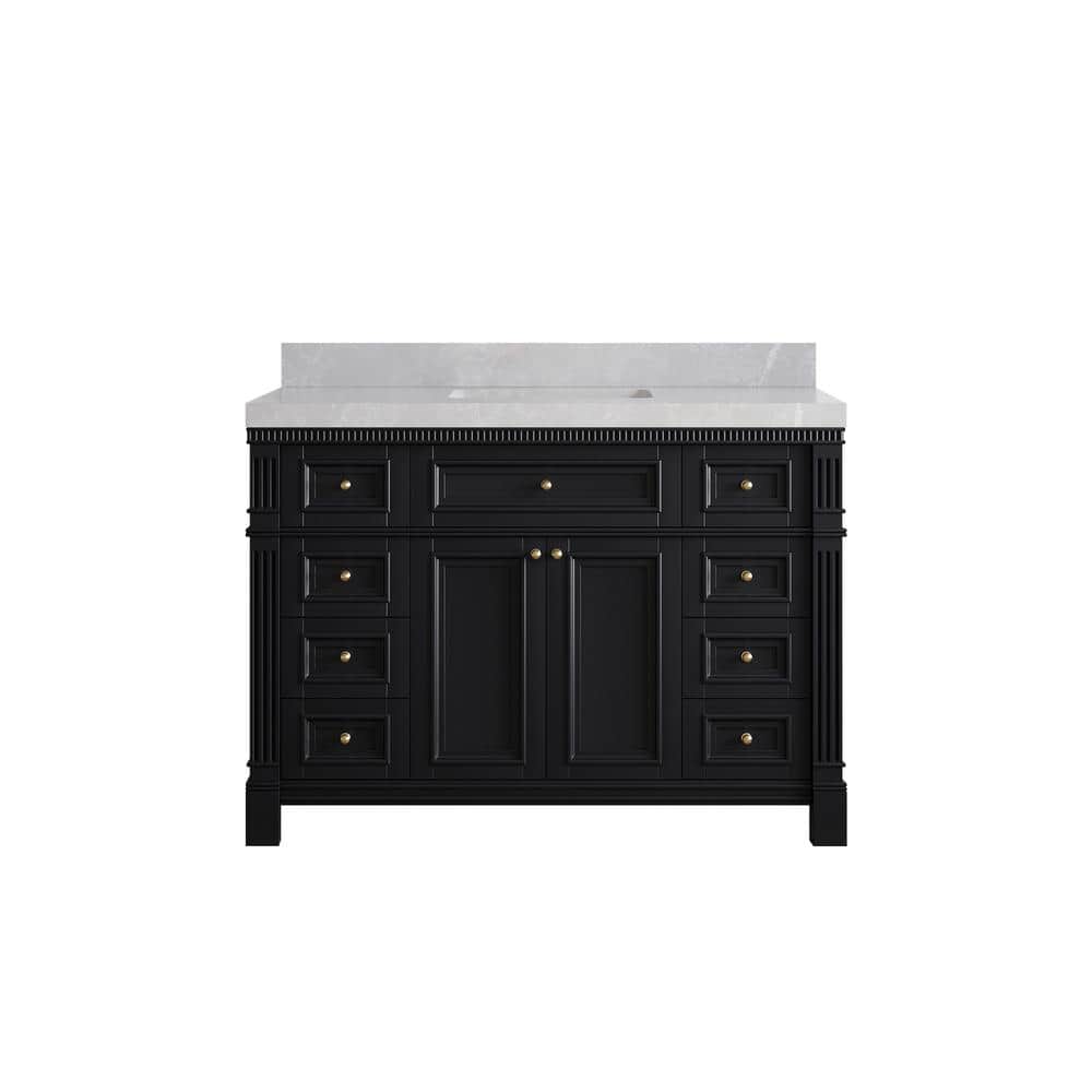 Paris 48 in. W x 22 in. D x 36 in. H Single Sink Bath Vanity in Black with 2 in. Pearl Gray qt. Top price history on PriceWatchPro