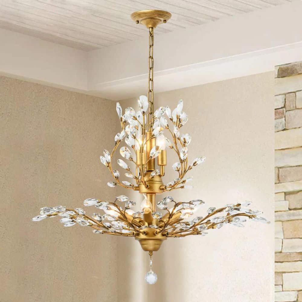 7-Light Gold Empire Unique Dimmable Chandelier with Clear Crystal Shade and No Bulbs Included for Kitchen Island price history on PriceWatchPro