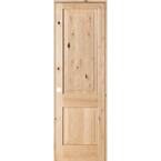 Krosswood Doors 32 in. x 96 in. Knotty Alder 2 Panel Square Top V ...
