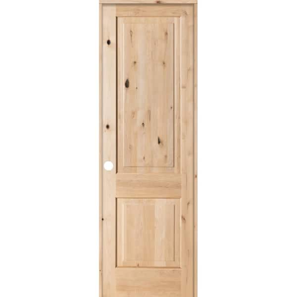 30 in. x 96 in. 2-Panel Square Top Solid Wood Core Rustic Knotty Alder Right-Hand Single Prehung Interior Door