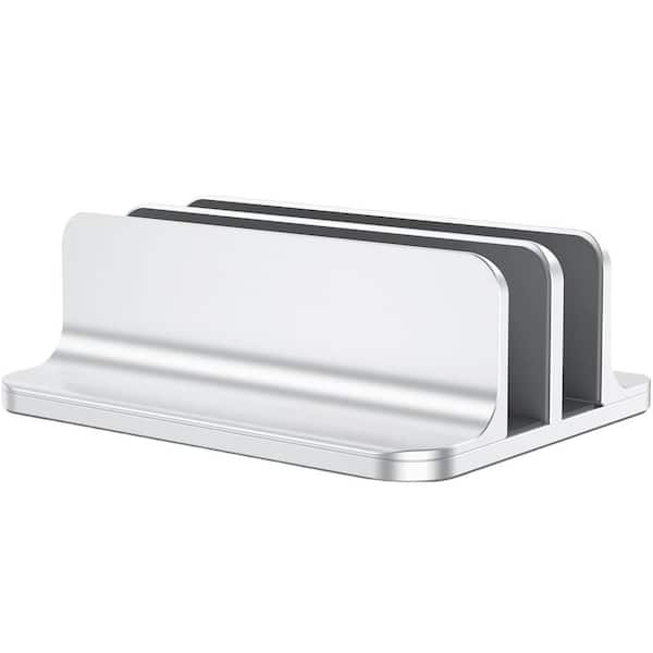 OBJLGEV Updated Double Vertical Laptop Stand Adjustable Dock Holder for MacBook Surface Samsung HP Dell Chrome Book Silver