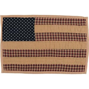 Patriotic Patch Quilted 12 in. W x 18 in. L Red Navy Khaki Cotton Placemat Set of 6