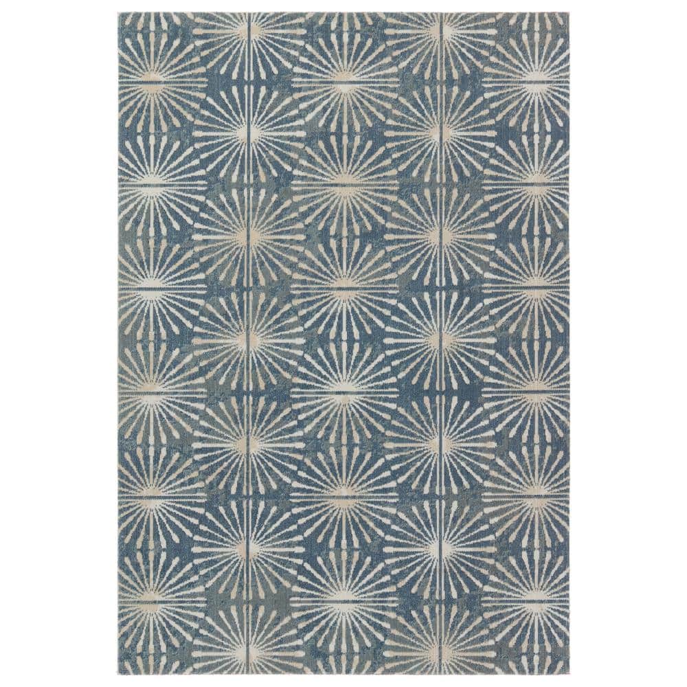 Jaipur Living Calvary 8 ft. x 10 ft. Blue/Cream Geometric Indoor ...