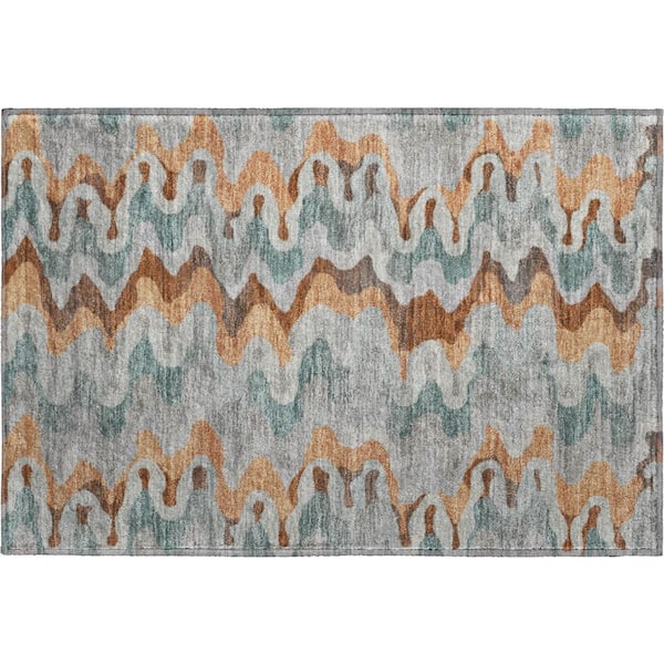 Mayfield Premium Machine Washable Abstract AMF2481 Silver 2 ft. x 3 ft. Accent Rug