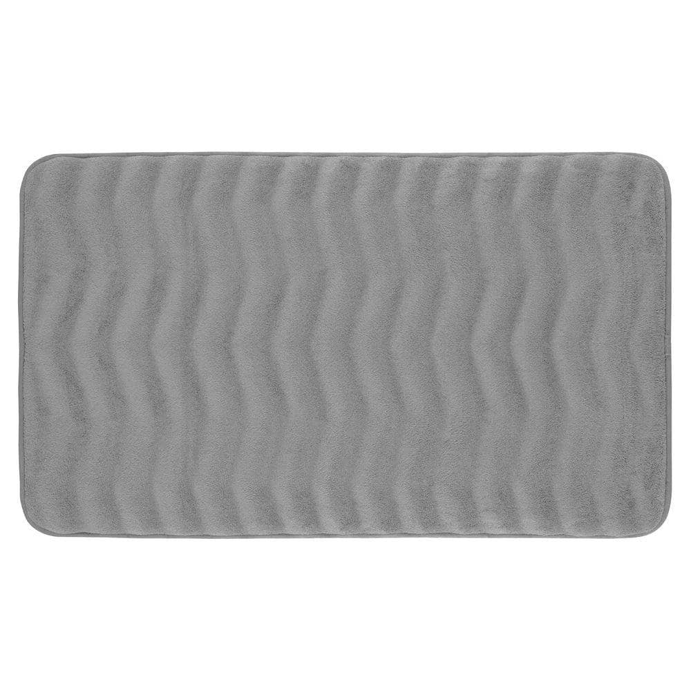 Waves Light Gray 20 in. x 32 in. Memory Foam Bath Mat