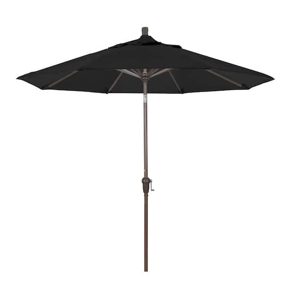 California Umbrella 9 ft. Aluminum Auto Tilt Patio Umbrella in Black Pacifica